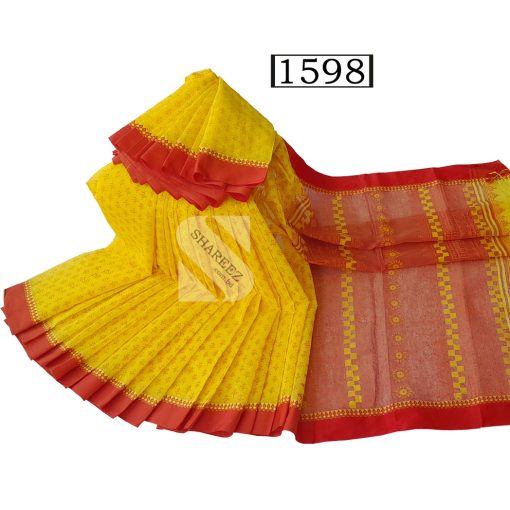 Half Silk Block Print Saree 1598