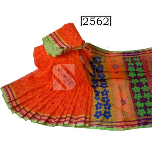 Hand Block Cotton Saree 2562