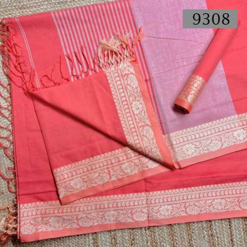 Soft Cotton Saree [Code-9308] || Shareez.com.bd